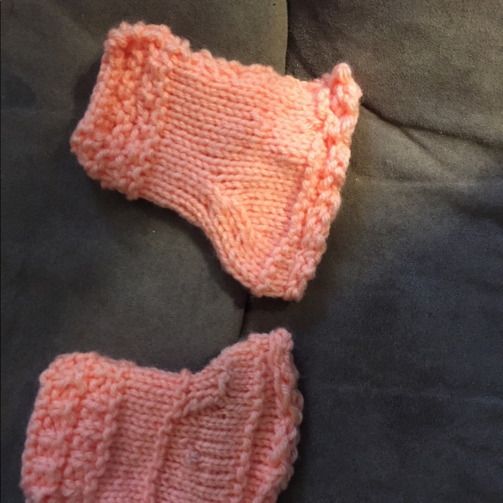 Hand knitted baby booties
